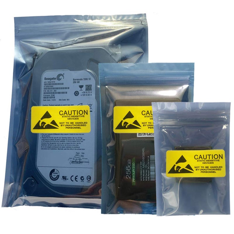 Daarcin Antistatic Bags, 30pcs 3 Sizes Mixed ESD Shielding Bag with Labels for Hard drive HDD,Anti Static Bag for Varieties of Electronic Device - Image 1